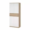 Scarpiere|Scarpiera "naia" in truciolare melaminico colore rovere e bianco con quattro ante e un cassetto, 80,4x40x191,7 cm