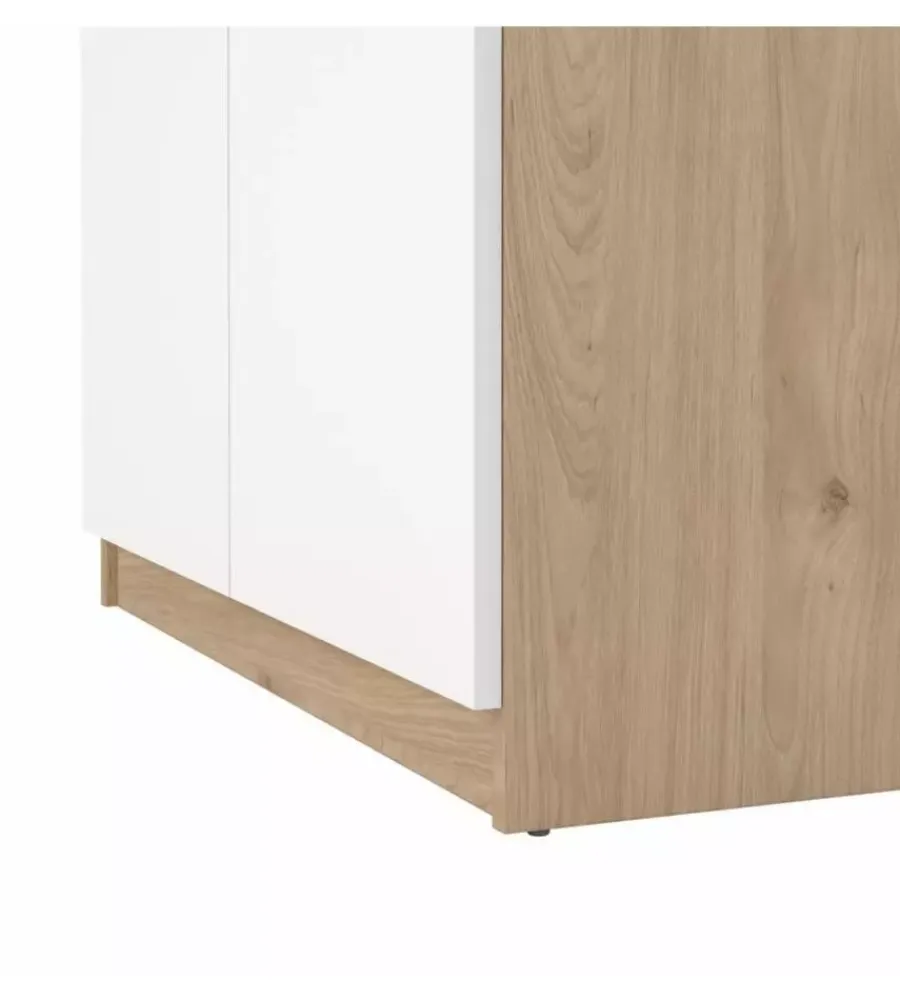 Scarpiere|Scarpiera "naia" in truciolare melaminico colore rovere e bianco con quattro ante e un cassetto, 80,4x40x191,7 cm