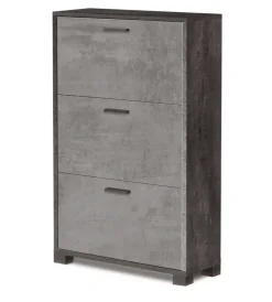 Clearance Scarpiera nera e grigia con 3 ante, 70x118x29 cm Scarpiere