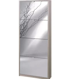 Scarpiere-Sarmog Scarpiera olmo con 4 ante a specchio, 63x18x154 cm