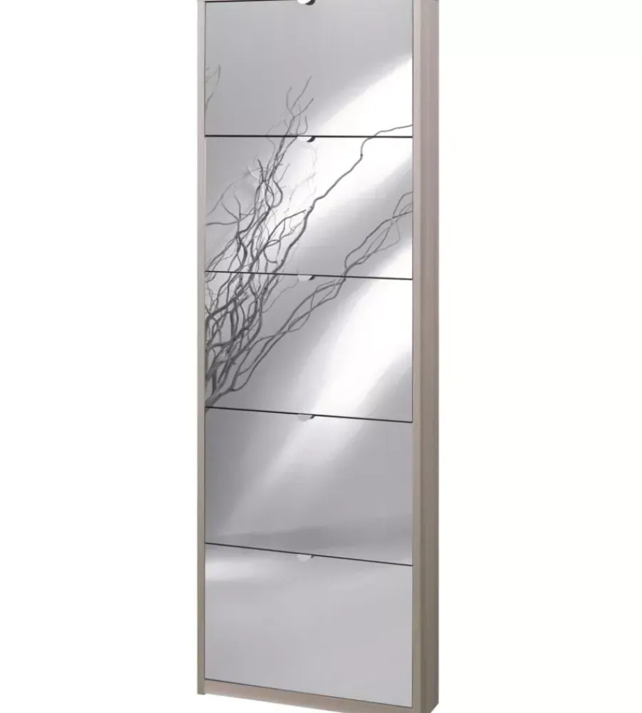 Scarpiere-Sarmog Scarpiera olmo con 5 ante a specchio, 63x18x190 cm