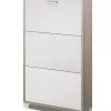 Sarmog Scarpiere|Scarpiera olmo e bianca con 3 ante, 70x118x18 cm