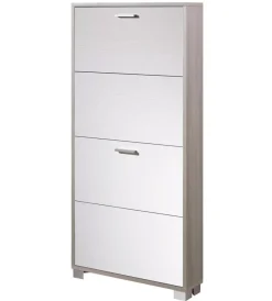 Sarmog Scarpiere|Scarpiera olmo e bianco fiammato con 4 ante, 70x154x18 cm