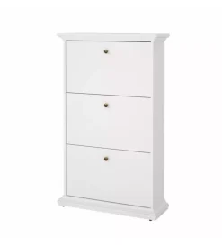 Sale Scarpiera "paris" bianca con 3 ante, 77,8x127,7x27,4 cm Scarpiere