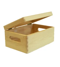Complementi In Legno- Scatola multiuso con coperchio "wood box" in legno marrone chiaro, 30x20x14 cm
