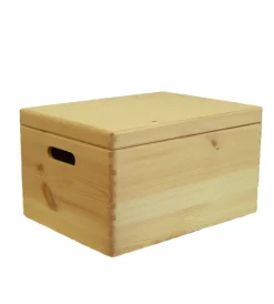 Complementi In Legno|Scatola multiuso con coperchio "wood box" in legno marrone chiaro, 40x30x23 cm