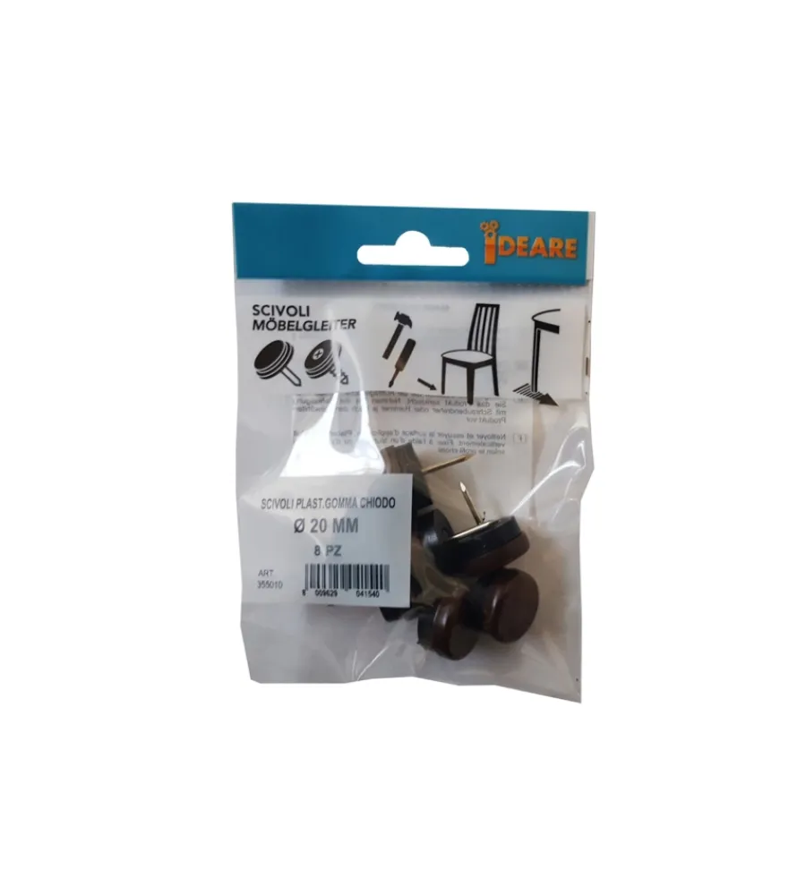 Accessori- Scivoli in plastica e gomma tondi con chiodo ø 30 mm - marrone - 8 pz.