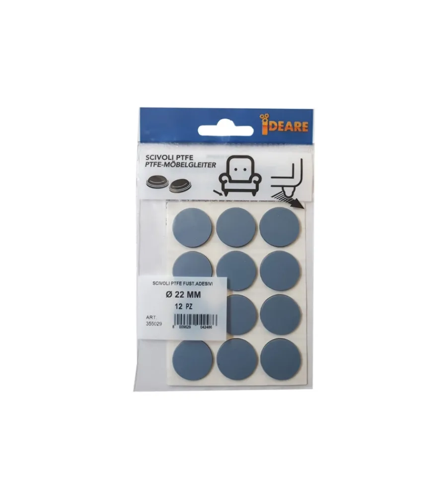 Accessori- Scivoli ptfe adesivi tondi fustellati ø 22 mm. - grigio - 12 pz.