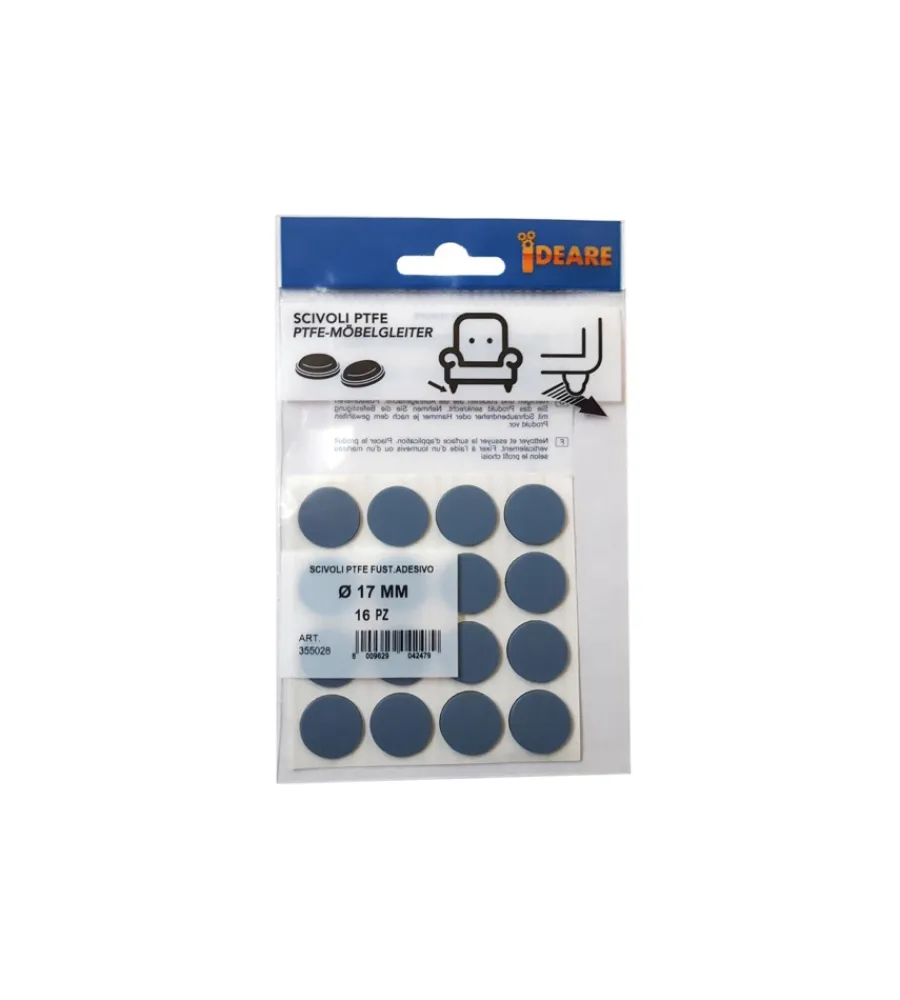 Accessori- Scivoli ptfe adesivi tondi fustellati ø 17 mm. - grigio - 16 pz.