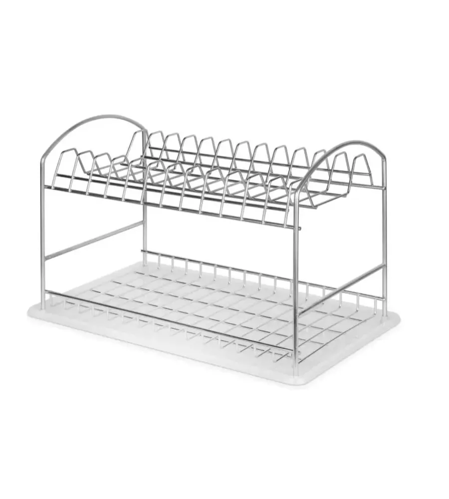 Accessori Cucina-Emuca Scolapiatti da lavandino con vassoio, acciaio