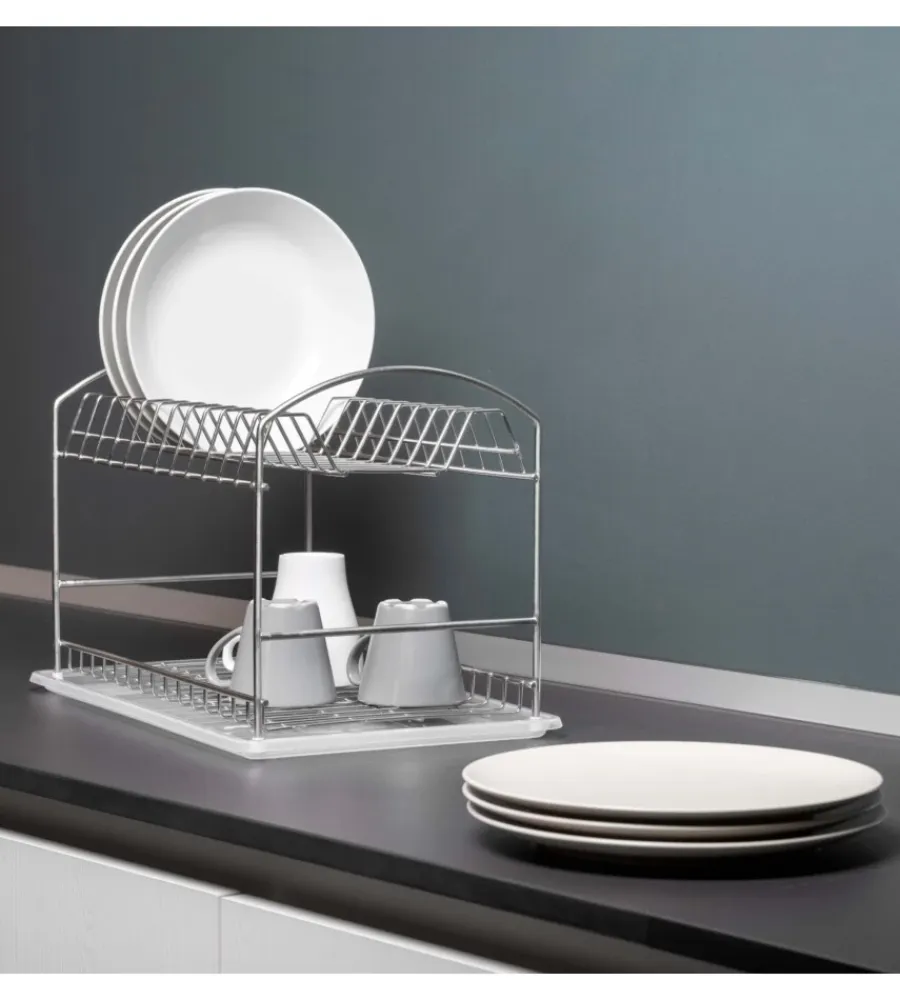Accessori Cucina-Emuca Scolapiatti da lavandino con vassoio, acciaio