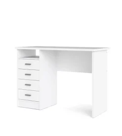 Scrivanie E Cassettiere|Scrivania con 4 cassetti bianca, 110x76x48,5 cm