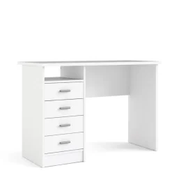 Scrivanie E Cassettiere|Scrivania con 4 cassetti bianca, 110x76x48,5 cm