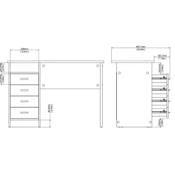 Scrivanie E Cassettiere|Scrivania con 4 cassetti bianca, 110x76x48,5 cm