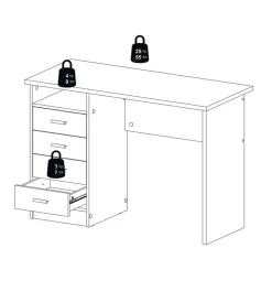 Scrivanie E Cassettiere|Scrivania con 4 cassetti bianca, 110x76x48,5 cm