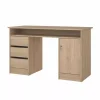 Scrivanie E Cassettiere|Scrivania con anta e 3 cassetti in truciolato colore quercia, 126x55x75,6 cm