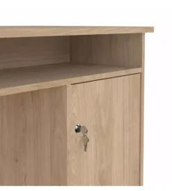 Scrivanie E Cassettiere|Scrivania con anta e 3 cassetti in truciolato colore quercia, 126x55x75,6 cm