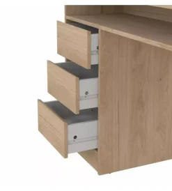 Scrivanie E Cassettiere|Scrivania con anta e 3 cassetti in truciolato colore quercia, 126x55x75,6 cm