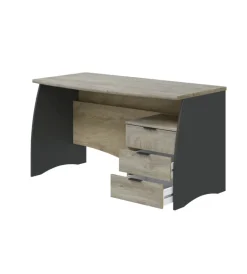 Scrivanie E Cassettiere- Scrivania con cassetti grigia e rovere, 136x67x74 cm