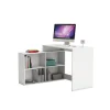 Scrivanie E Cassettiere|Scrivania con libreria da angolo bianca, 112x77x101 cm