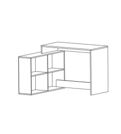 Scrivanie E Cassettiere|Scrivania con libreria da angolo bianca, 112x77x101 cm