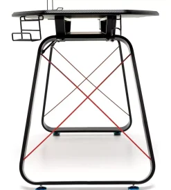 Scrivanie E Cassettiere|Scrivania gaming nera con porta cuffie e bicchiere, 145x65x89cm