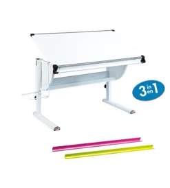 Clearance Scrivania inclinabile con colori intercambiabili, contenitore e gambe in metallo. Scrivanie E Cassettiere
