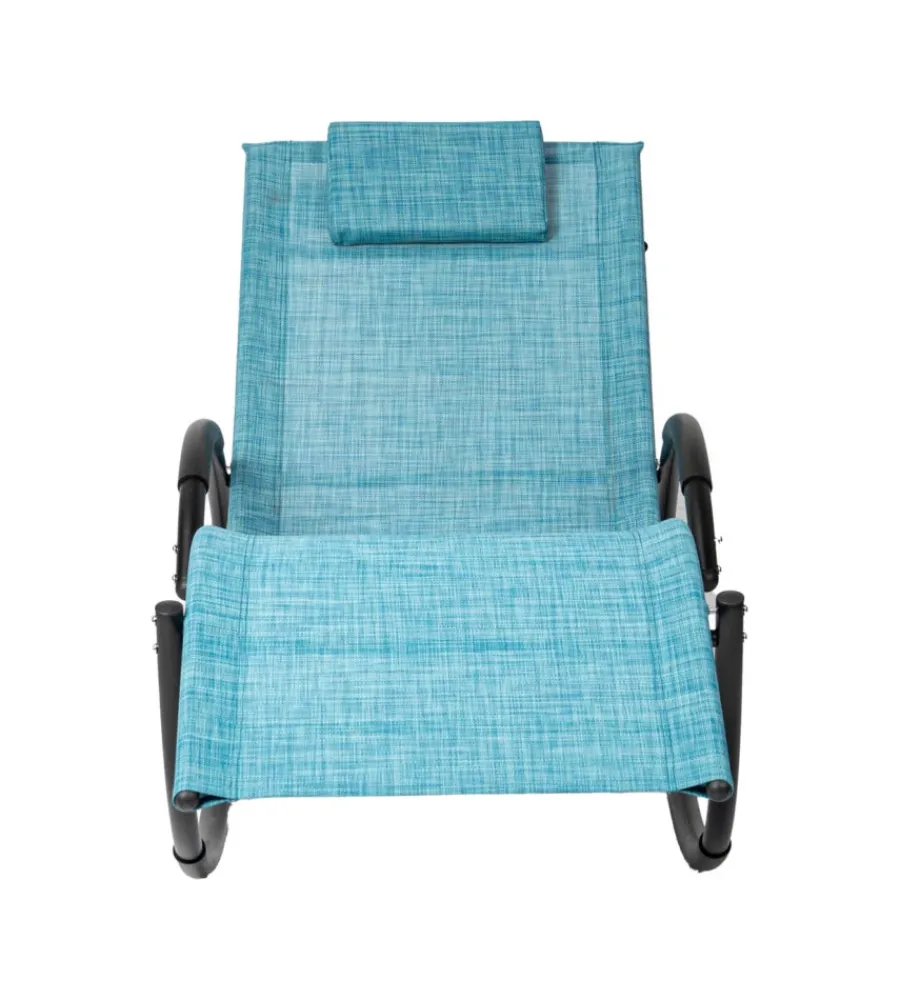 EuroGarden Mobili Da Giardino E Accessori|Sdraio a dondolo da esterno "relaxing" azzurro melange 64x160x81 cm
