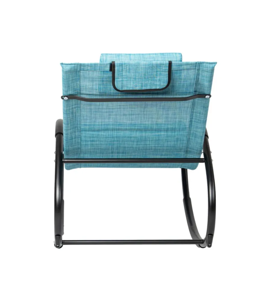 EuroGarden Mobili Da Giardino E Accessori|Sdraio a dondolo da esterno "relaxing" azzurro melange 64x160x81 cm
