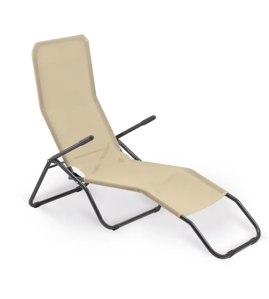 Mobili Da Giardino E Accessori- Sdraio da giardino essenza "formentera" in acciaio e textilene beige 57x140x96 cm