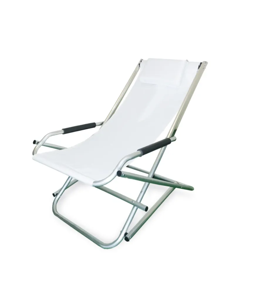 Mobili Da Giardino E Accessori|Sdraio da giardino essenza "elba" in alluminio e pvc bianco 60x97x70 cm
