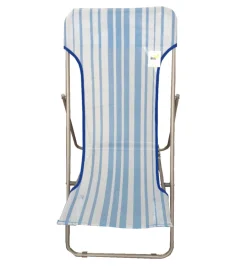 Discount Sdraio da giardino essenza "beach" in acciaio e textilene riga azzurra 45x72x70 cm Mobili Da Giardino E Accessori