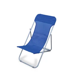 New Sdraio da giardino essenza "beach" in acciaio e textilene blu 45x72x70 cm Mobili Da Giardino E Accessori