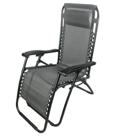New Sdraio da giardino multiposizione con cuscino essenza "siesta" in acciaio e textilene grigio 90x65x110 cm Mobili Da Giardino E Accessori
