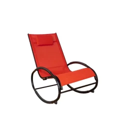 New Sdraio dondolo da esterno "relaxing" in alluminio e textilene rosso 62x119x86 cm Mobili Da Giardino E Accessori