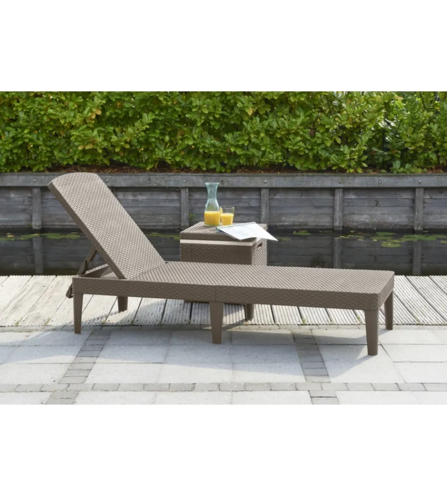 Mobili Da Giardino E Accessori-Keter Sdraio lettino prendisole "jaipur sunlounger" colore cappuccino, 187,5x58x29 cm -