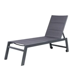 Mobili Da Giardino E Accessori-EuroGarden Sdraio reclinabile con ruote "atene" in textilene antracite 199x65x42 cm