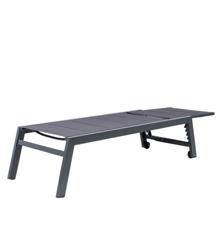 Mobili Da Giardino E Accessori-EuroGarden Sdraio reclinabile con ruote "atene" in textilene antracite 199x65x42 cm