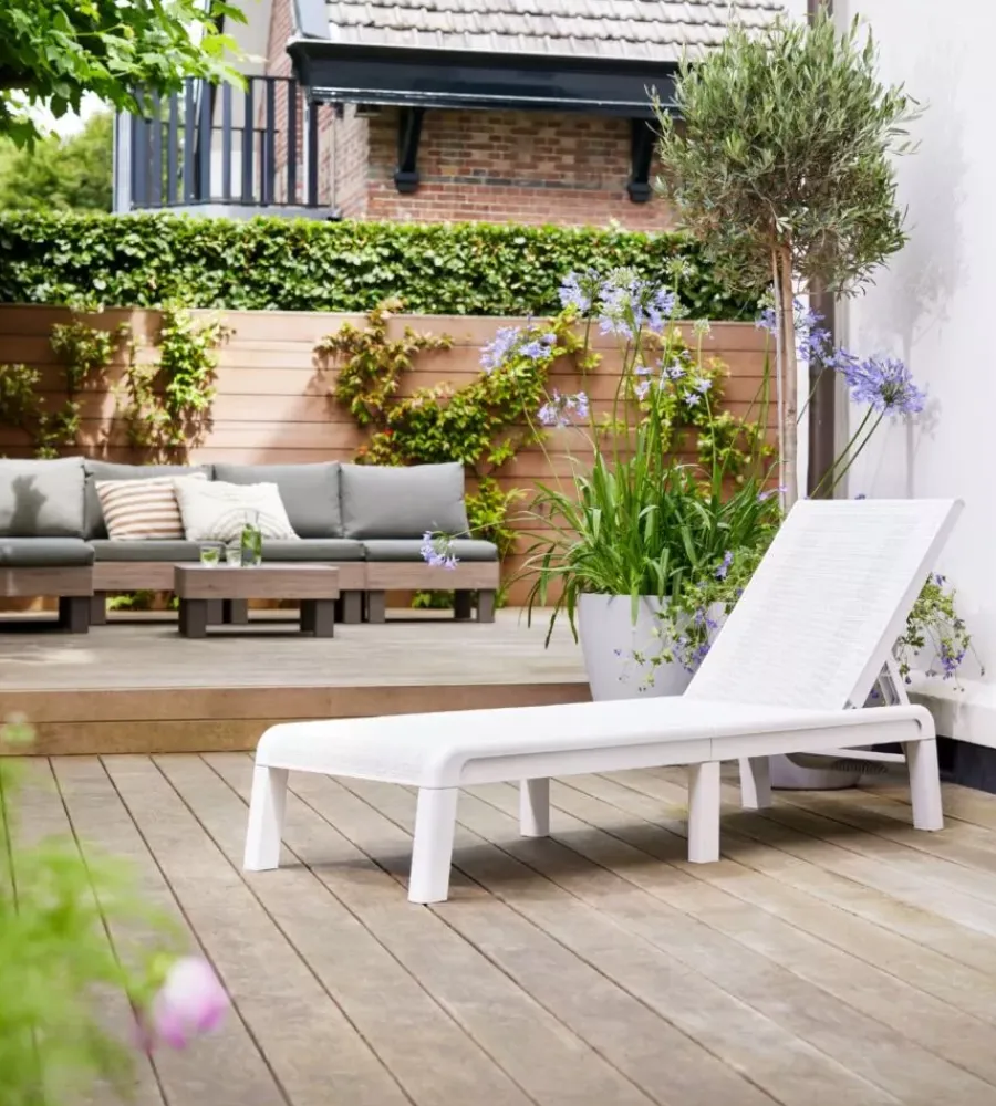 Mobili Da Giardino E Accessori-Keter Sdraio reclinabile e ripiegabile "mallorca" in polipropilene bianco 187,5x58x29 cm