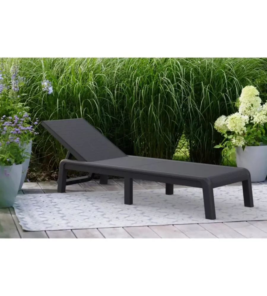 Mobili Da Giardino E Accessori-Keter Sdraio reclinabile e ripiegabile "mallorca" in polipropilene grafite 187,5x58x29 cm
