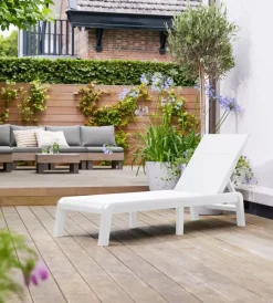 Mobili Da Giardino E Accessori-Keter Sdraio reclinabile e ripiegabile "formentera" in polipropilene bianco 187,5x58x29 cm