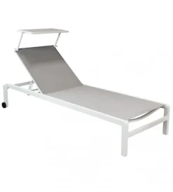 Outlet Sdraio reclinabile elica garden "madison" con tettuccio in alluminio bianco 195x78x32 cm Mobili Da Giardino E Accessori