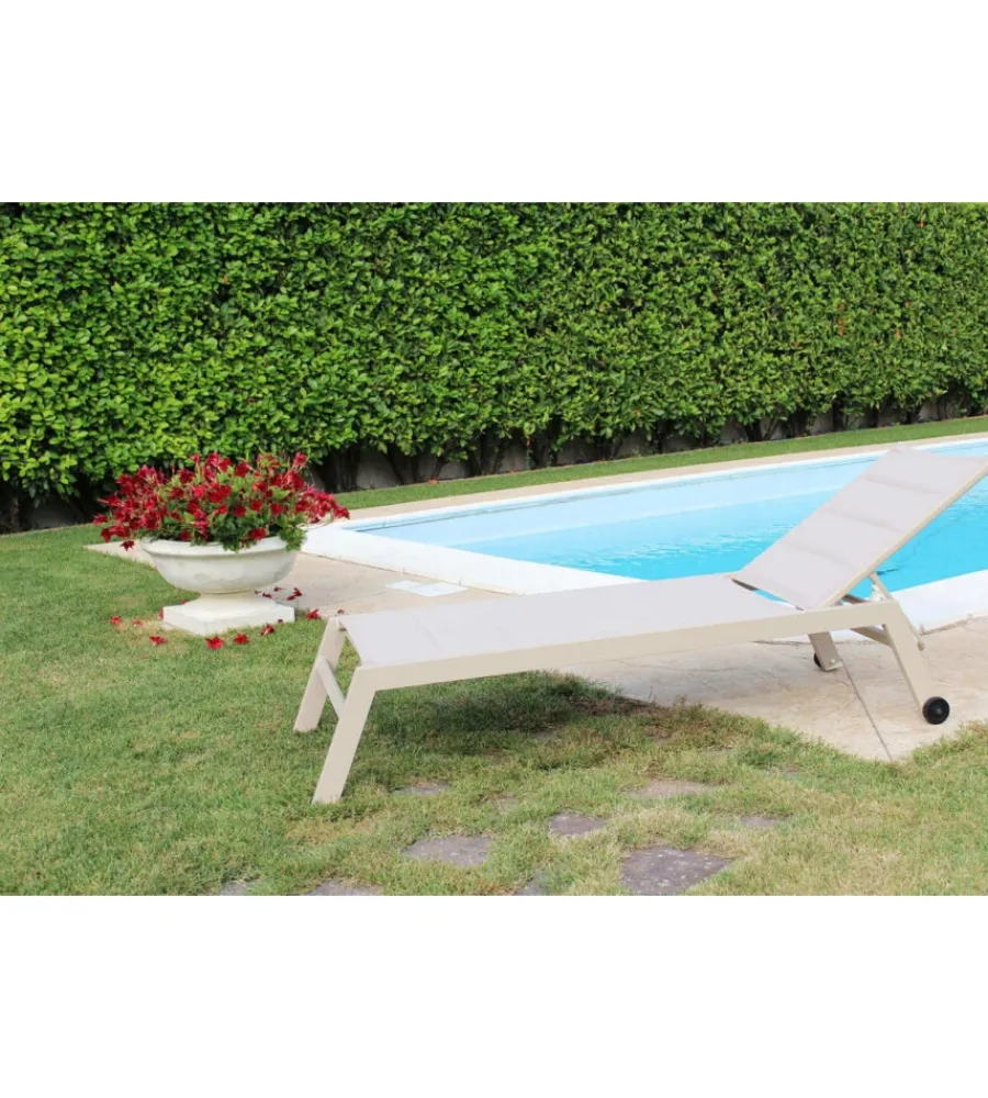 Mobili Da Giardino E Accessori- Sdraio reclinabile elica garden "formentera" in alluminio tortora 198x61x95 cm