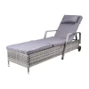 Mobili Da Giardino E Accessori-EuroGarden Sdraio reclinabile "holiday" in polyrattan grigio con cuscini e ruote 210x66x33 cm
