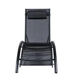 Mobili Da Giardino E Accessori-EuroGarden Sdraio reclinabile "luna" in alluminio e textilene nero 175x64x88 cm