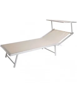 New Sdraio regolabile elica garden "cefalu xxl" in alluminio beige 213x85x40 cm Mobili Da Giardino E Accessori