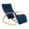 Clearance Sedia a dondolo "diana" in legno con cuscini blu, 67x127x90 cm Poltrone E Pouf