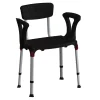 Accessori Bagno|Sedia da bagno regolabile con braccioli e schienale colore nero, 50x30x39/54 cm