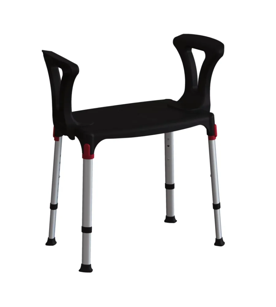 Sale Sedia da bagno regolabile con braccioli colore nero, 50x30x39/54 cm Accessori Bagno