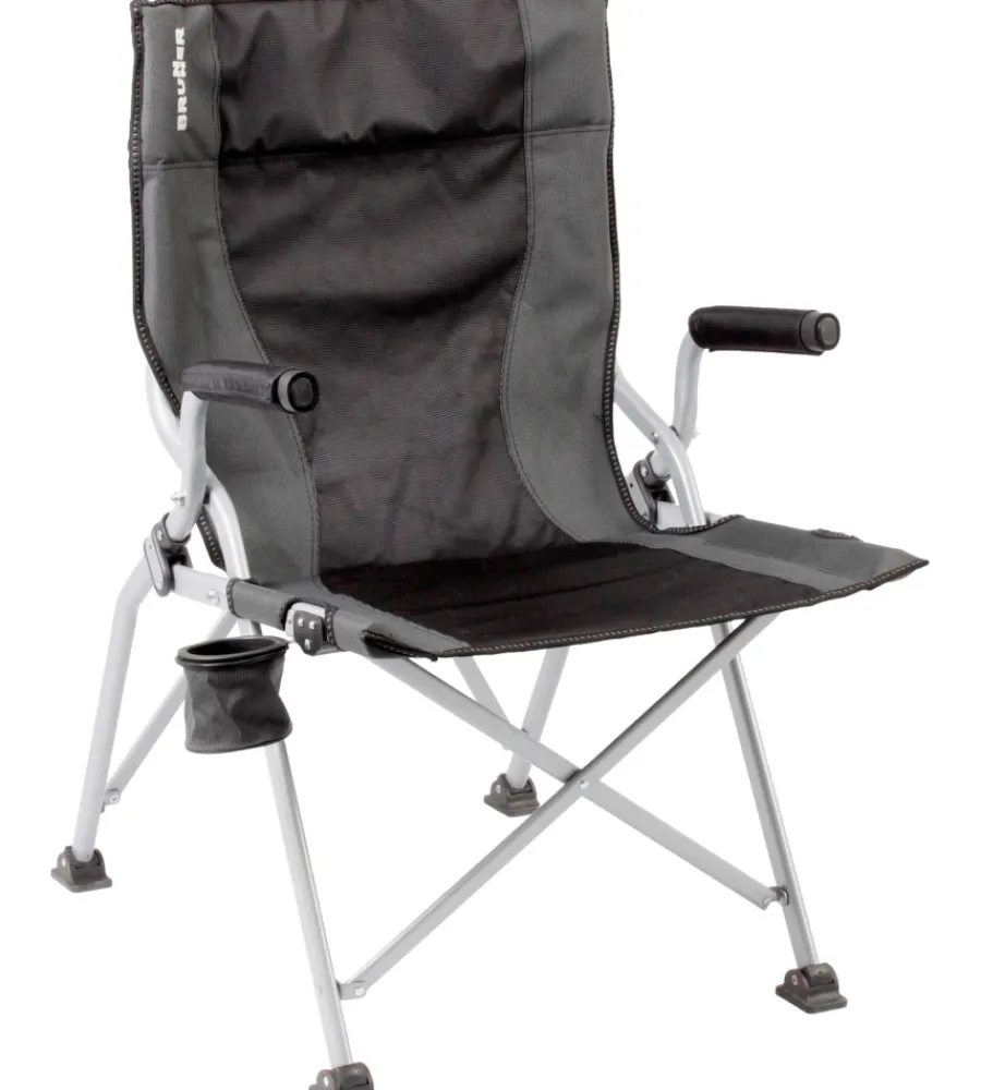 Brunner Campeggio|Sedia da campeggio "raptor enduro" in acciaio e poliestere nero e grigio 56x42x44-95 cm